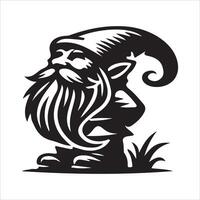 A gnome with a beard and hat is standing in the grass vector