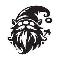 Gnome with beard and hat on white background vector