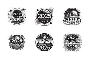Set of new year badges and labels vector
