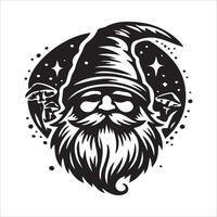 Gnome with beard and hat on a white background vector
