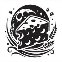 A piece of cheese with a moon and stars on it vector