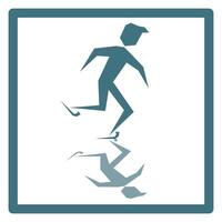 Skating. Skater icon with shadow. Drawing of a speed skater for posters, design and print. Speed skating fashion. vector