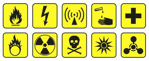 Different classes of danger. Signs of physical danger. Danger signs. vector
