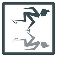 Skating. Skater icon with shadow. Drawing of a speed skater for posters, design and print. Speed skating fashion. vector