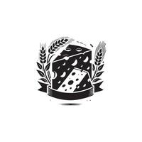 Cheese logo design with wheat and ears of wheat vector