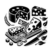 Cheese and bread icon set vector