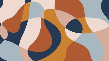 Simple abstract colorful background with hand drawn overlay shapes. Minimalist retro horizontal cover design banner template vector