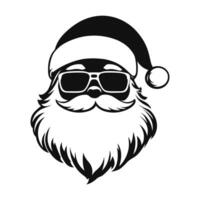 Cool Santa Claus in goggles and hat. silhouette icon isolated on white background vector