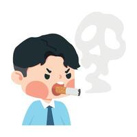 man smoking a cigarette with a skull vector