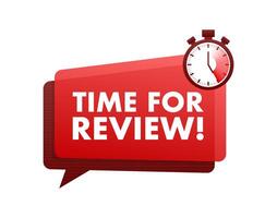 Stopwatch showing time for review on speech bubble vector