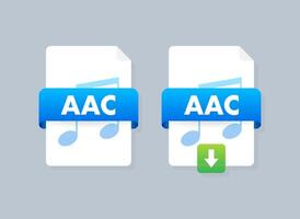 Aac audio file icons showing downloading and playing music vector