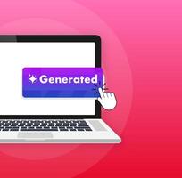 Cursor clicking generated button on laptop screen vector