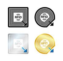 Rfid tags showing wireless communication technology in different shapes and colors vector