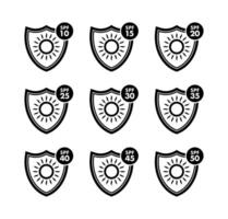 Sun protection factor icons representing varying levels of uv protection vector
