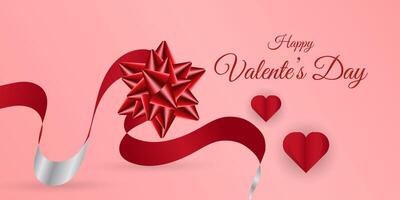 Happy Valentines day with sweet red heart , and red gradient ribbons for Abstract banner, post card for Happy Valentine's Day concepts vector