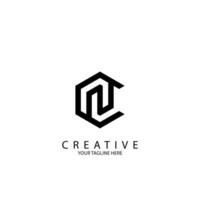 Abstract CN NC letter simple style logo design template. vector