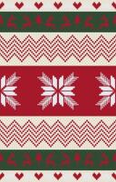 Christmas pattern, red and green fabric pattern, Christmas decoration elements vector