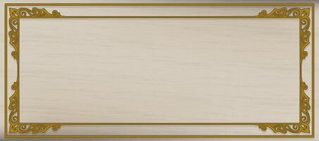 Thai pattern frame, gold color, on a textured wood floor. brown wood pattern vector
