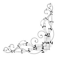 black vintage flower corner frame of decoration abstract pattern vector