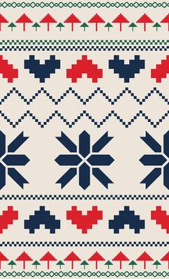 Christmas sweater pattern, red, green, cream.