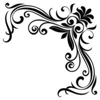 Thin line vintage corner. Medieval period of the Victorian dynasty. Fancy black monogram frame design element abstract icon collection Flower simple symbol vector