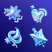 Iridescent Abstract Shapes on Blue Background vector