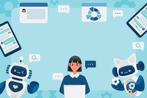 Hand drawn flat ai chatbot composition vector