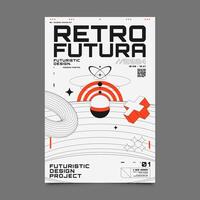 Minimalist retro futuristic flyer template vector