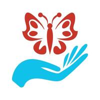 Minimalist Hand and Butterfly Illustration vector