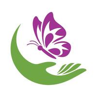 Flat Hand with Butterfly Graphic Design vector