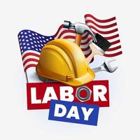 Labor Day Illustration with Tools and American Flags vector