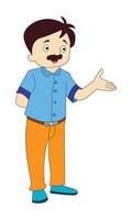 A cute man pointing isolated on white background vector