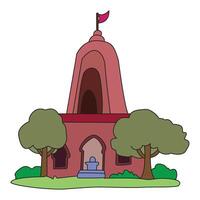 A hindu temple with trees around it illustration vector