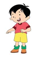 A cute boy pointing isolated on white background vector