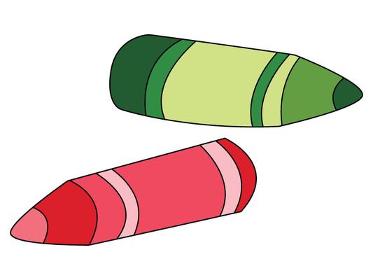 Two coloring crayon isolated on white background