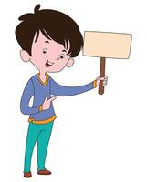 A boy holding empty banner vector