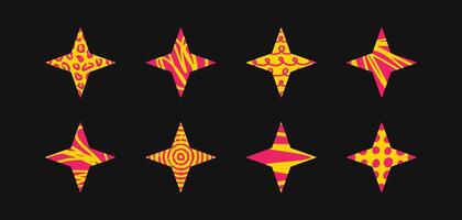Set of doodle textured stars vector