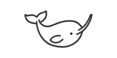 Narwhal Outline Icon on White Background vector