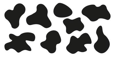 Abstract organic shapes collection in black, minimalist modern design elements vector