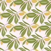 Tropical leaf pattern with green and yellow foliage on a pink background vector