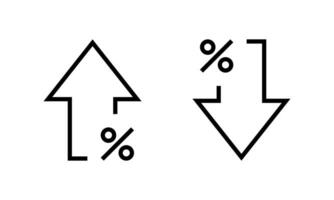 Percent growth and decline arrow icon. Increase and decrease percentage concept vector