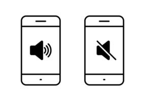 Sound phone icon isolated on white background. Cellphone with volume speaker sign symbol. Ring and mute mode concept vector