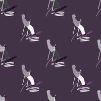Seamless pattern of skier. vector
