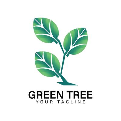 Green Tree Green Leaf Logo Design