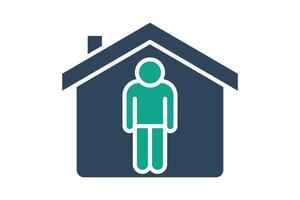 Shelter icon. solid icon style. house with people. icon related to donation and charity. donation elements illustration vector