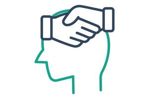 Empathy icon. line icon style. head with handshake. icon related to charity. donation elements illustration vector