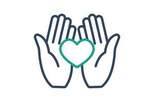 Kindness icon. line icon style. hand with heart. icon related to donation and charity. donation elements illustration vector