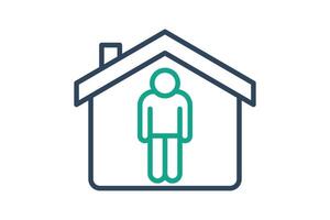 Shelter icon. line icon style. house with people. icon related to donation and charity. donation elements illustration vector