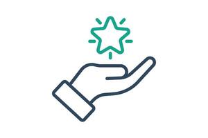 Hope icon. line icon style. hand with star. icon related to donation and charity. donation elements illustration vector