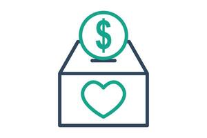 Donate box icon. line icon style. icon related to charity. donation elements illustration vector
